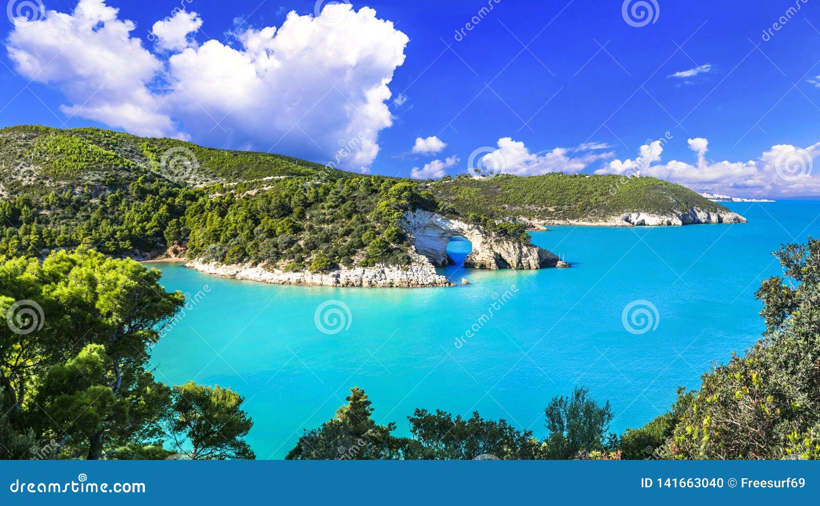 italian holidays in puglia - natural park gargano with beautiful turquoise sea