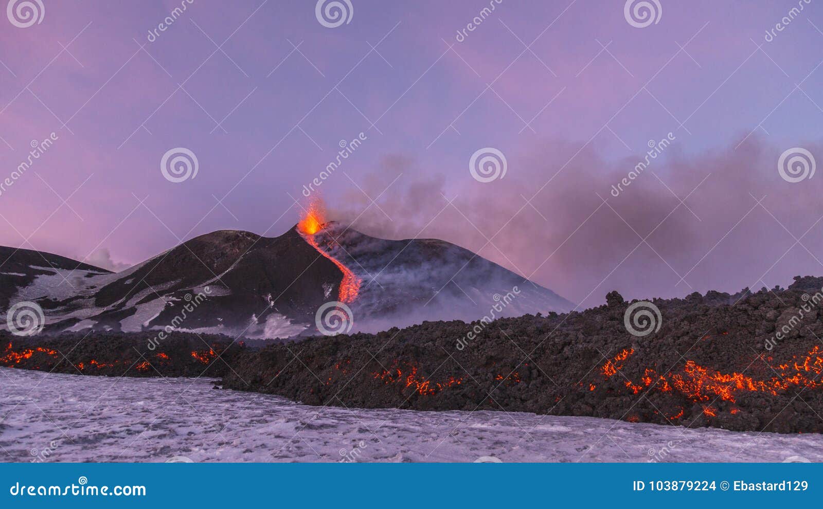 spectacular volcano etna eruption ,sicily , italy