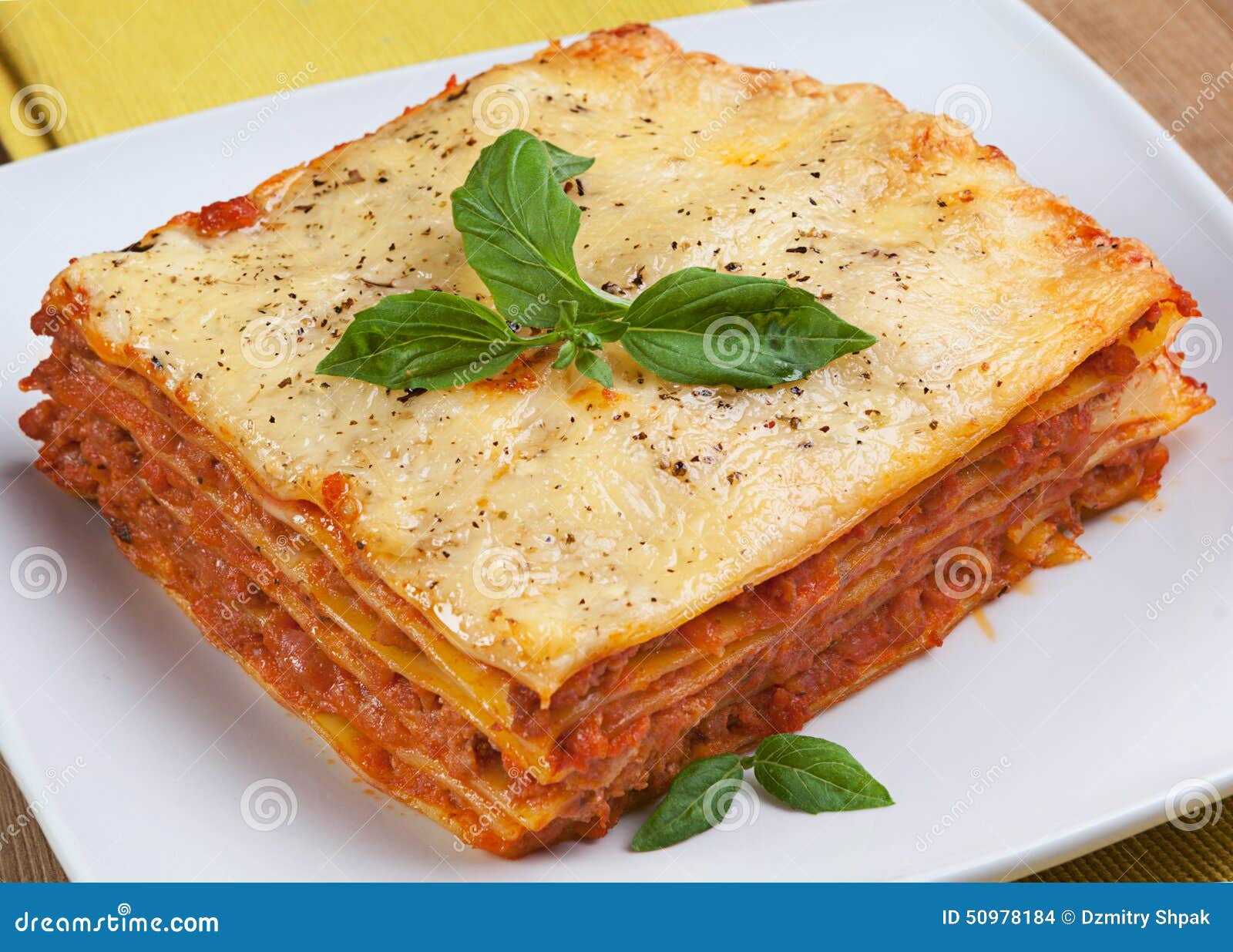 Italian lasagna on a plate stock photo. Image of bolognaise 50978184