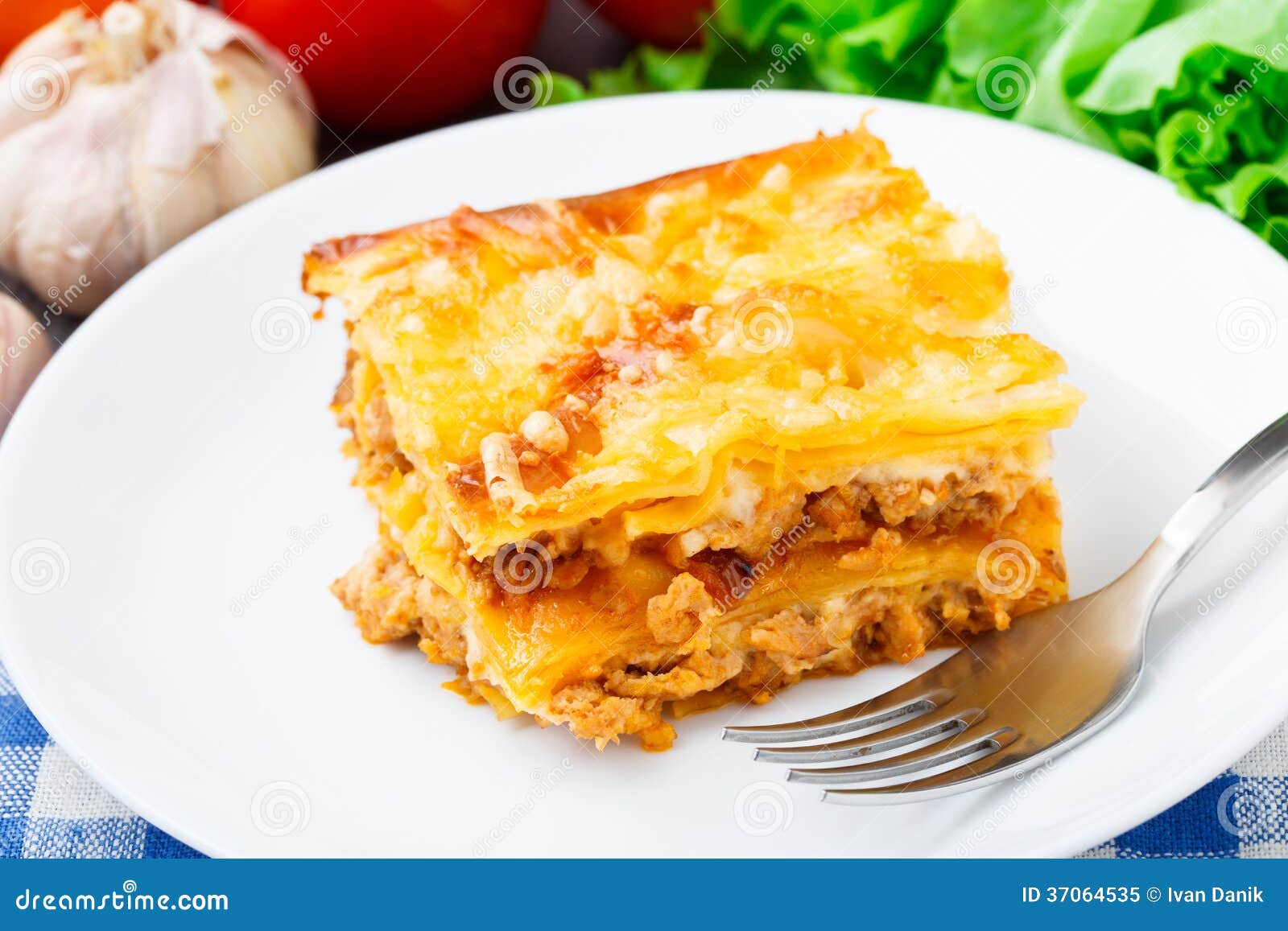 Italian lasagna on a plate stock image. Image of dinner - 37064535