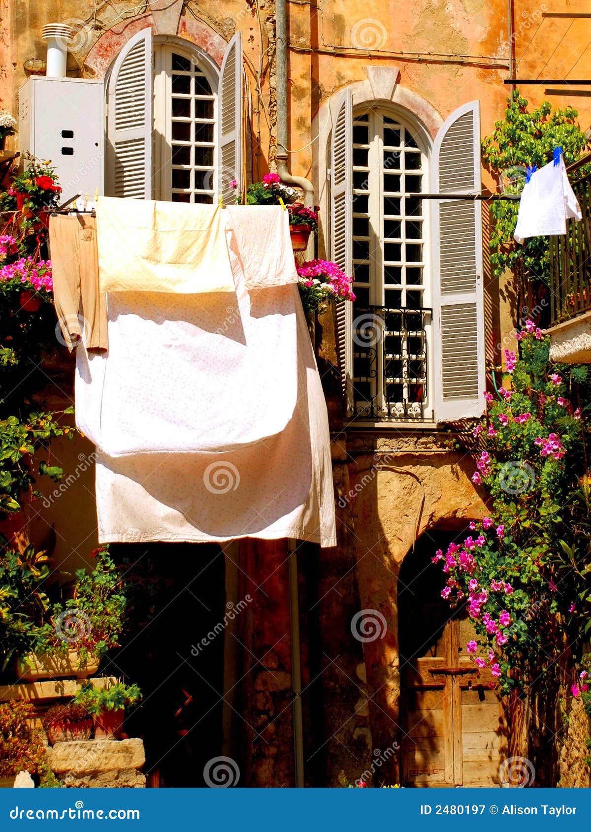Italian laundry stock image. Image of sunny, washing, town 2480197