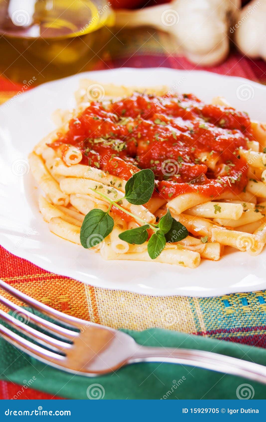 Italian Macaroni Pasta with Tomato Sauce Stock Image Image of