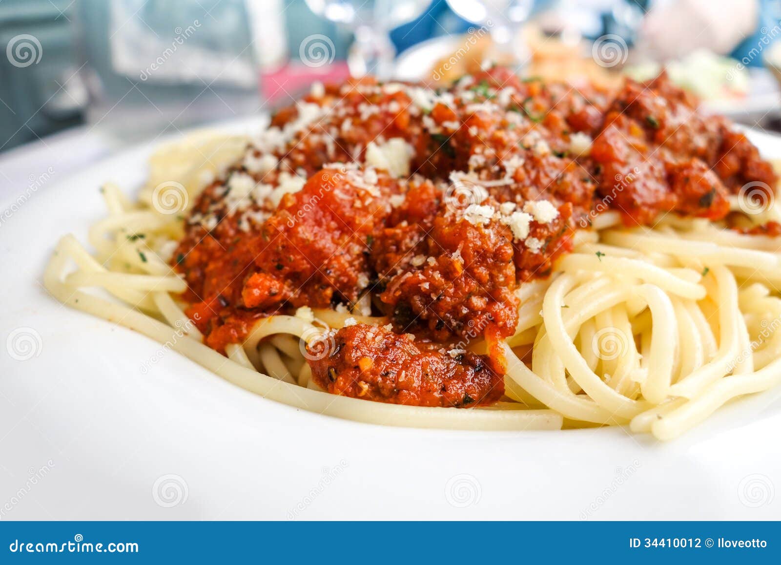Italian meat sauce pasta stock photo. Image of pasta 34410012