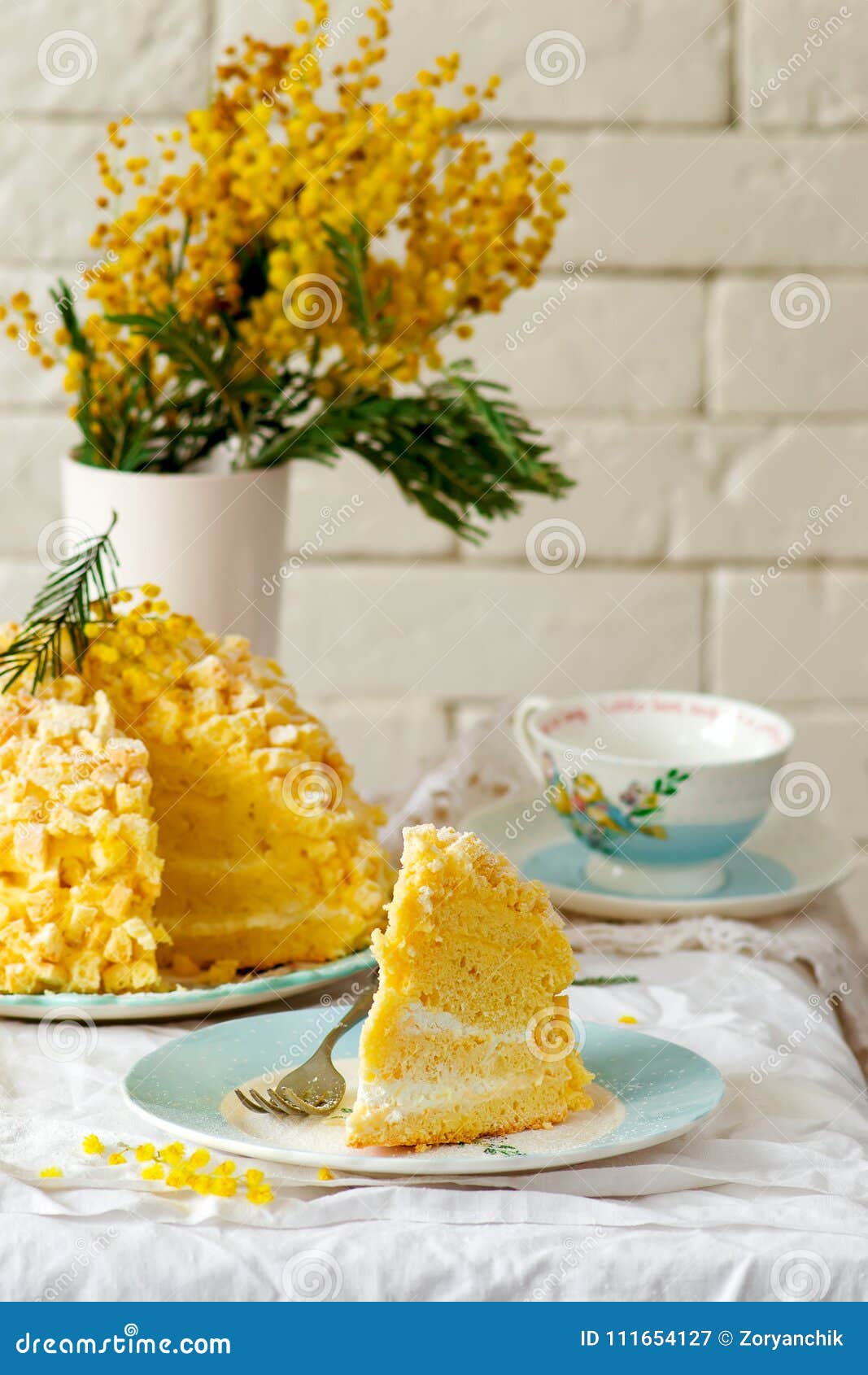 ITALIAN MIMOSA CAKE stock image. Image of pastries, dessert - 111654127