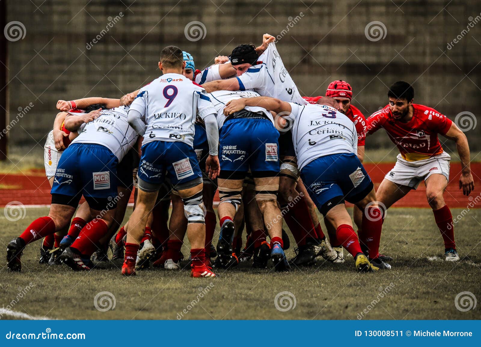 Italian National Rugby Championship, Serie a. Rugby Players in a Scrum