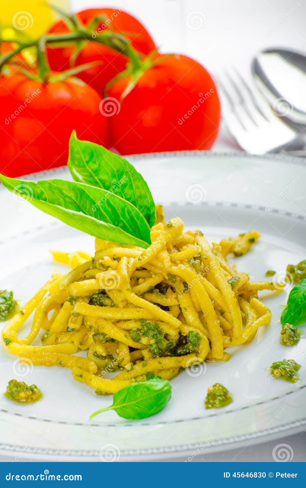 Italian Pasta with Basil Pesto, Late Harvest Wine Stock Photo Image of nuts, health 45646830