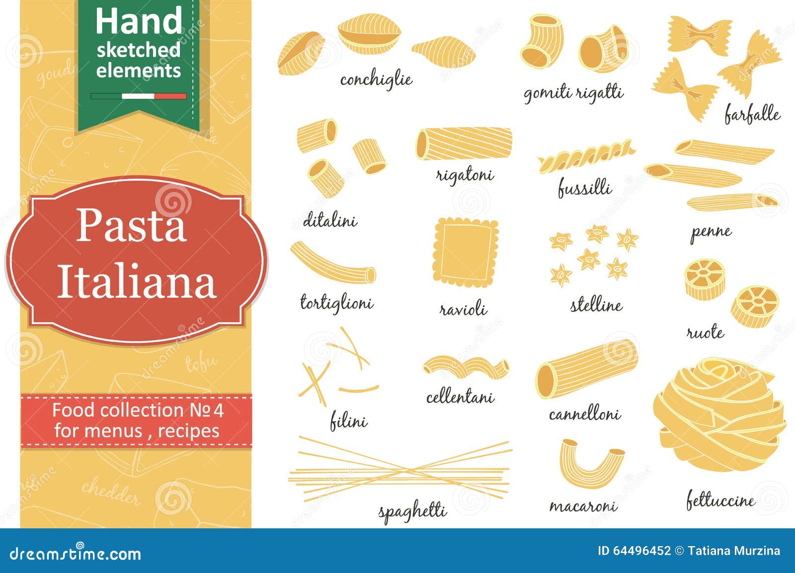 Premium Vector  Watercolor drawing pasta types set cute vintage  illustration pasta italian food cuisines