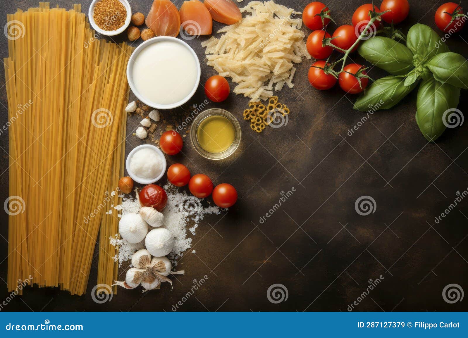 Italian Pasta Ingredients Overhead Stock Image Image of ingredients