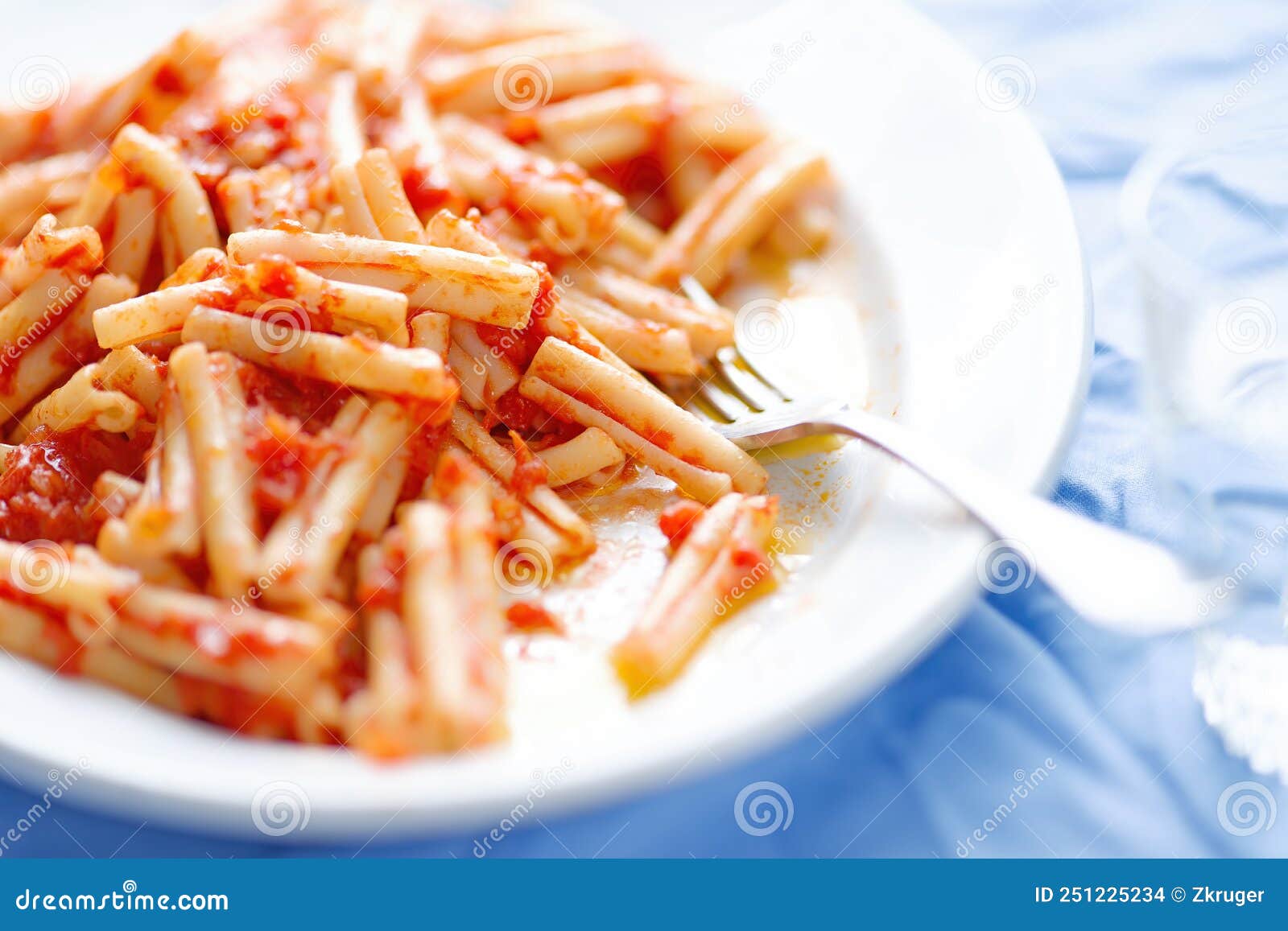 Italian Pasta in Tomato Sauce Stock Photo - Image of cooked, casarecce