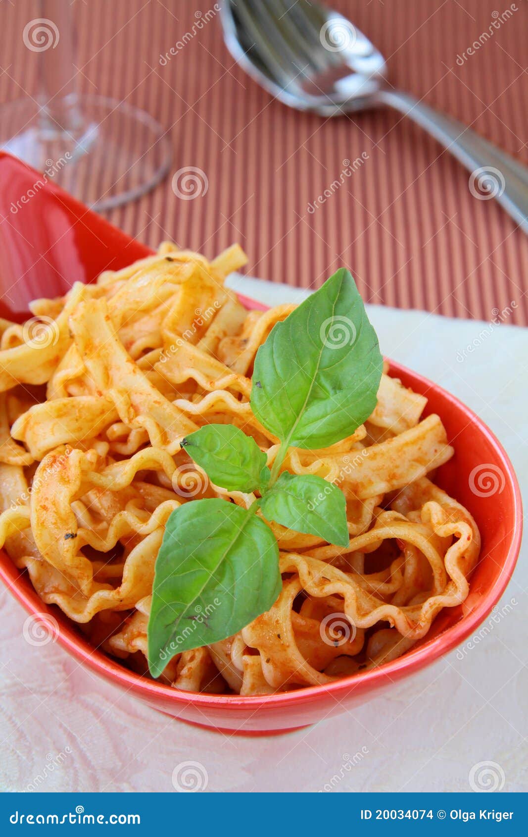 Italian Pasta Tripoline with Tomato Sauce Stock Photo Image of cooked
