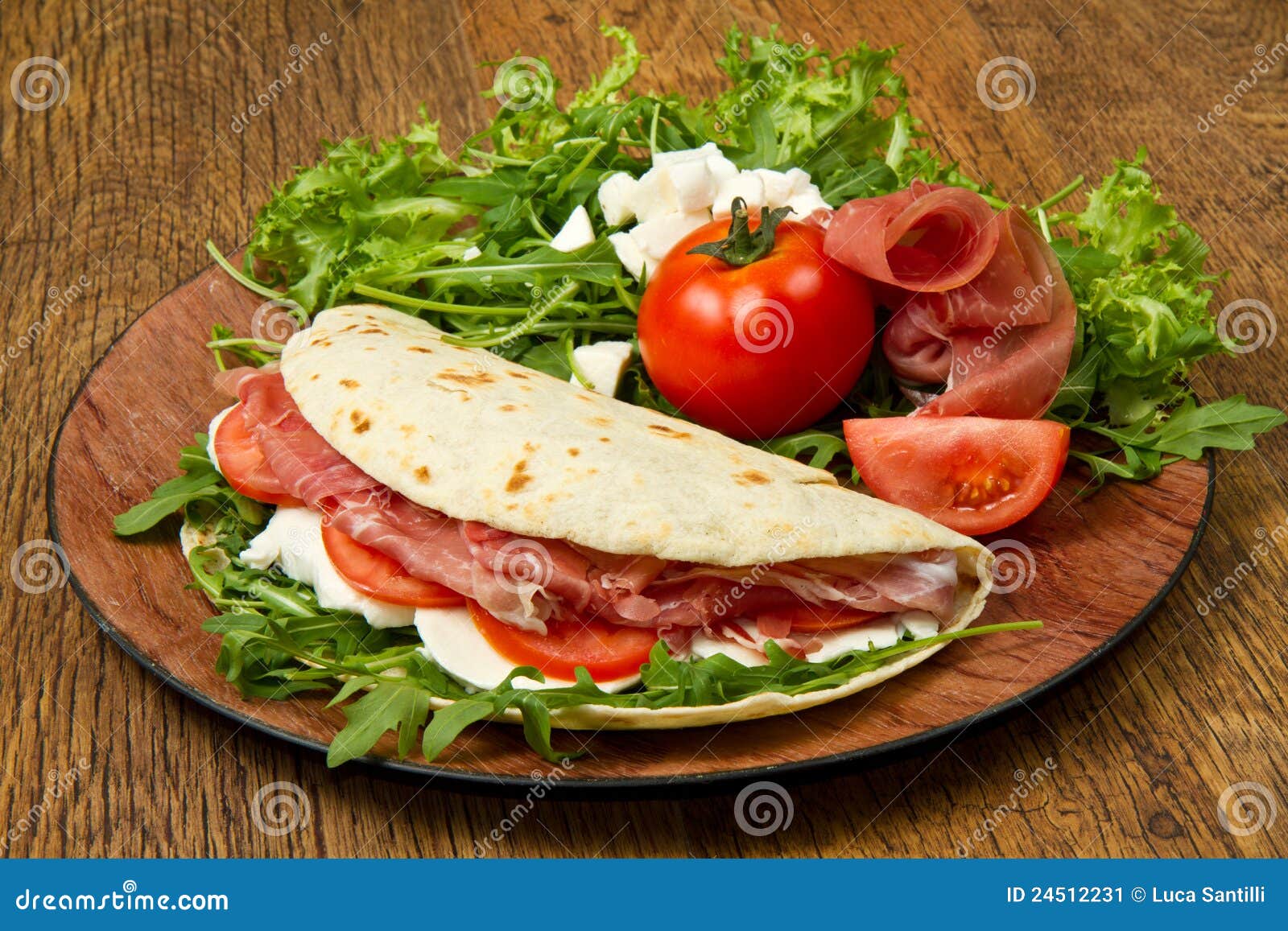 Italian piadina stock image. Image of food, tomato, background 24512231