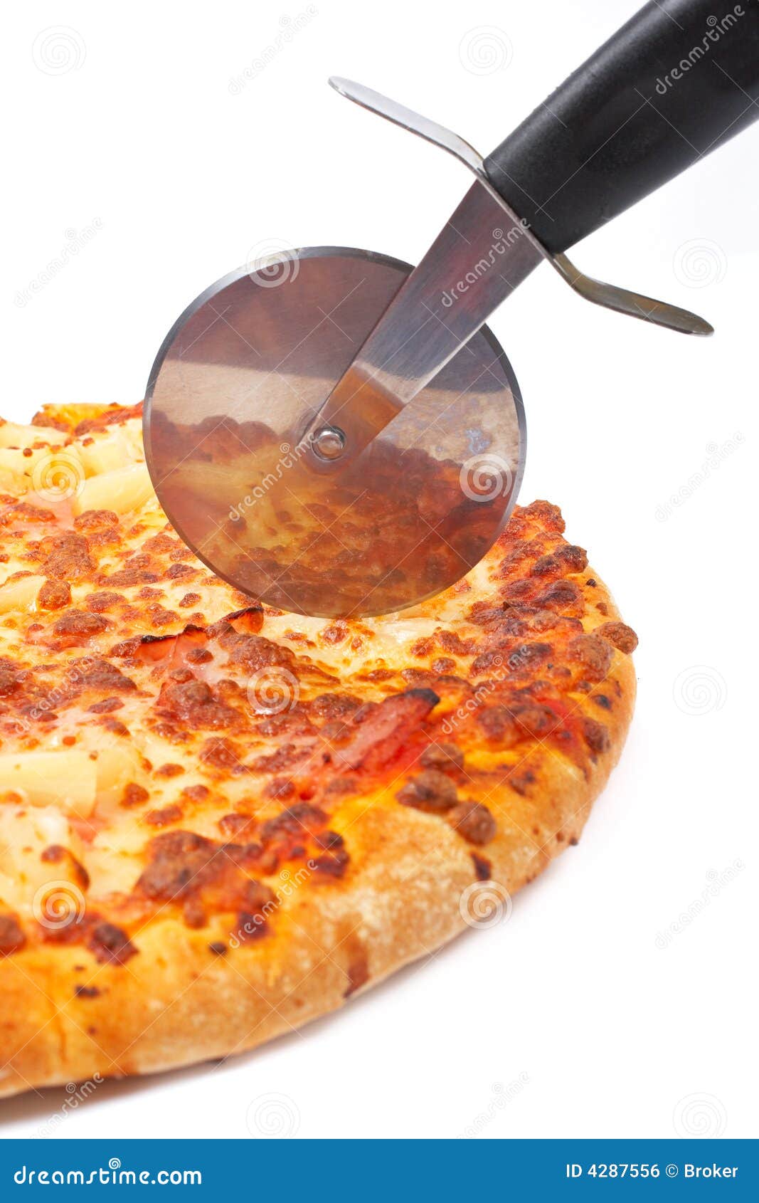 Italian pizza and cutter stock photo. Image of cutter 4287556