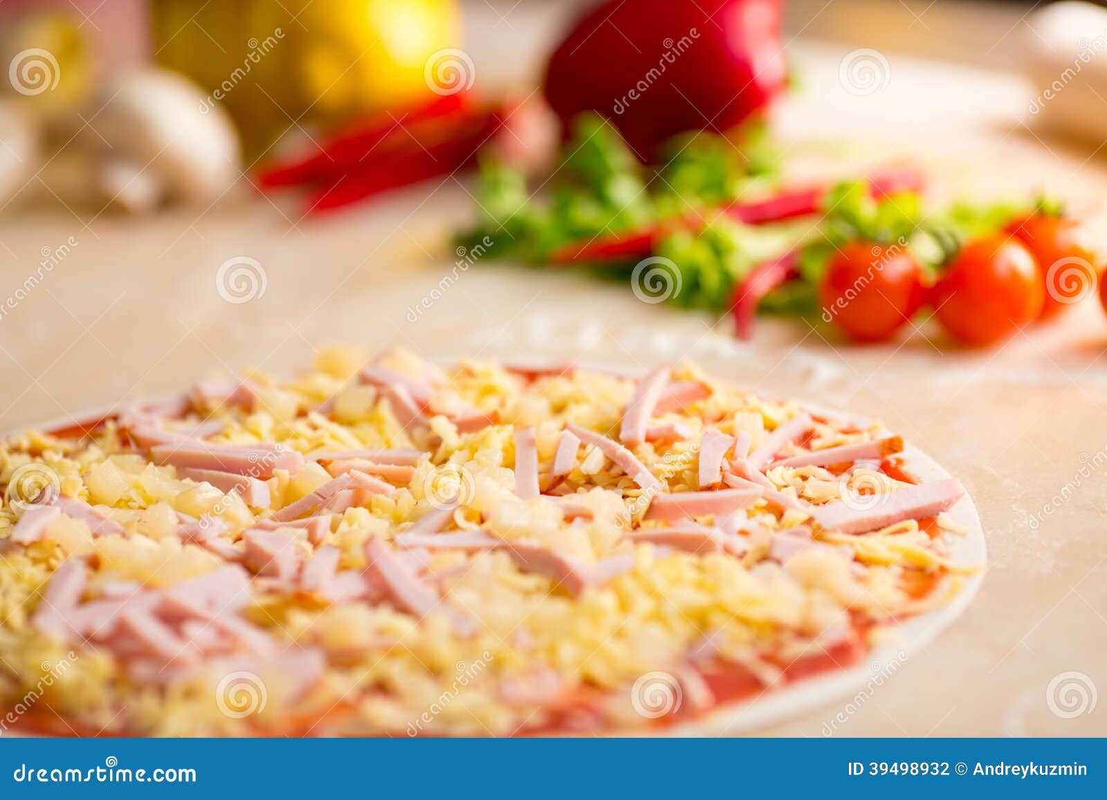 Italian Pizza with Pineapples Making Stock Photo Image of carbonara