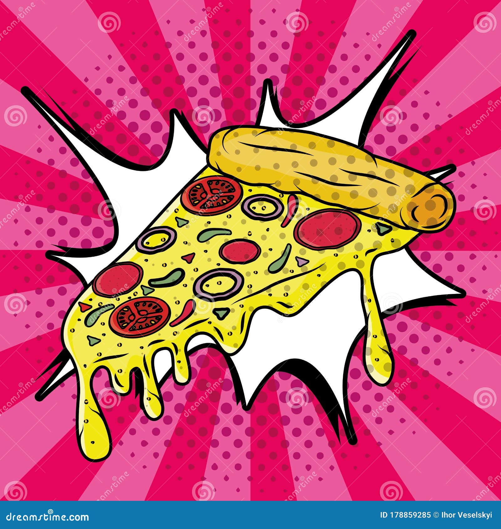 Italian Pizza Pop Art Style Stock Illustration Illustration of