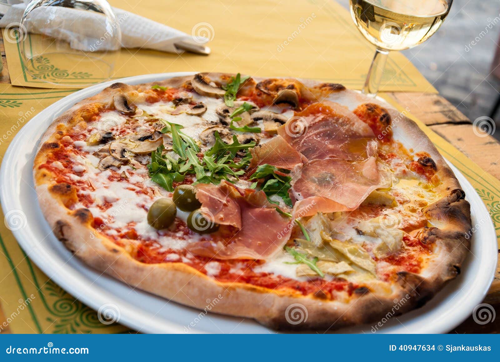 italian pizza in street cafe