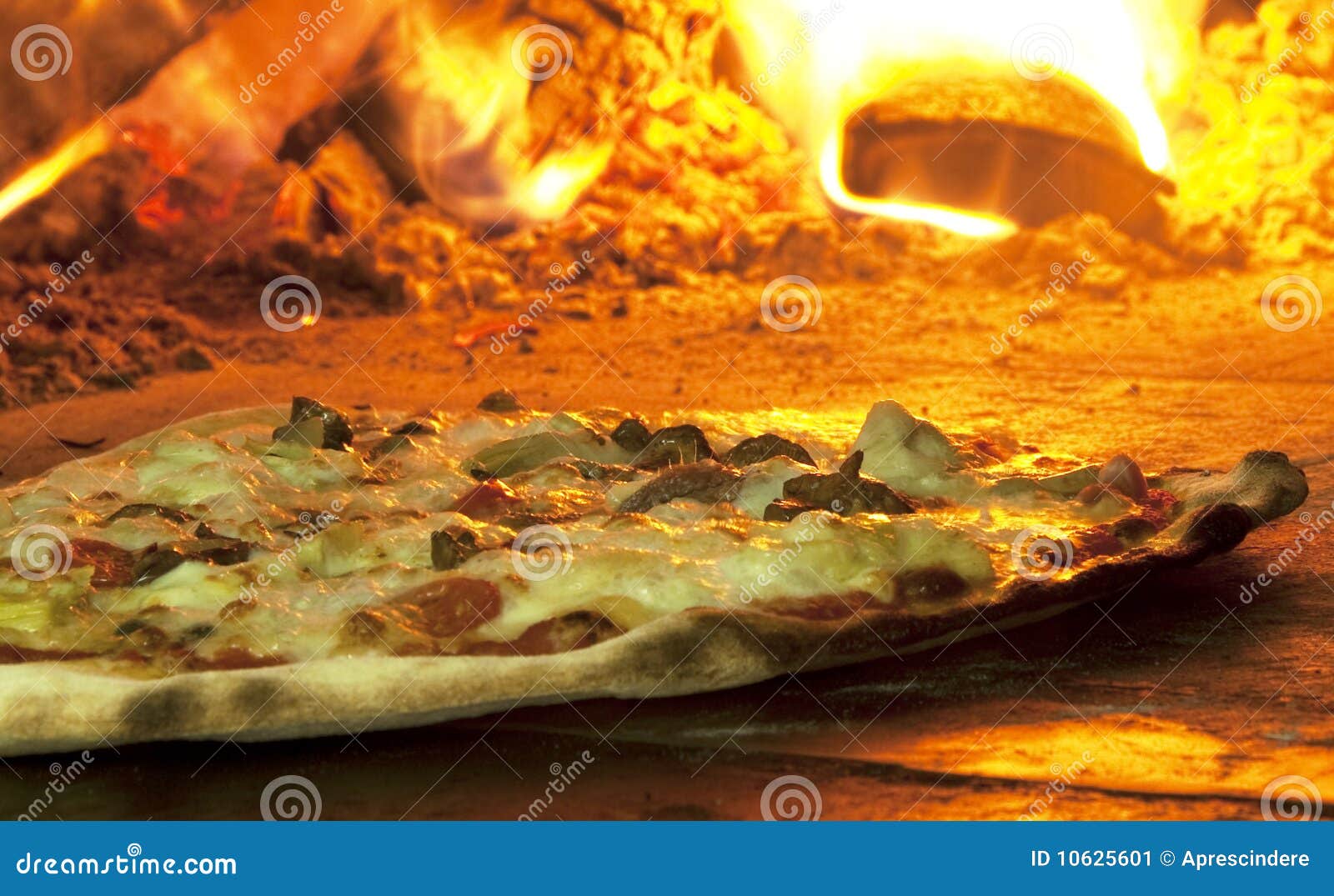 italian pizza in a wood burning oven