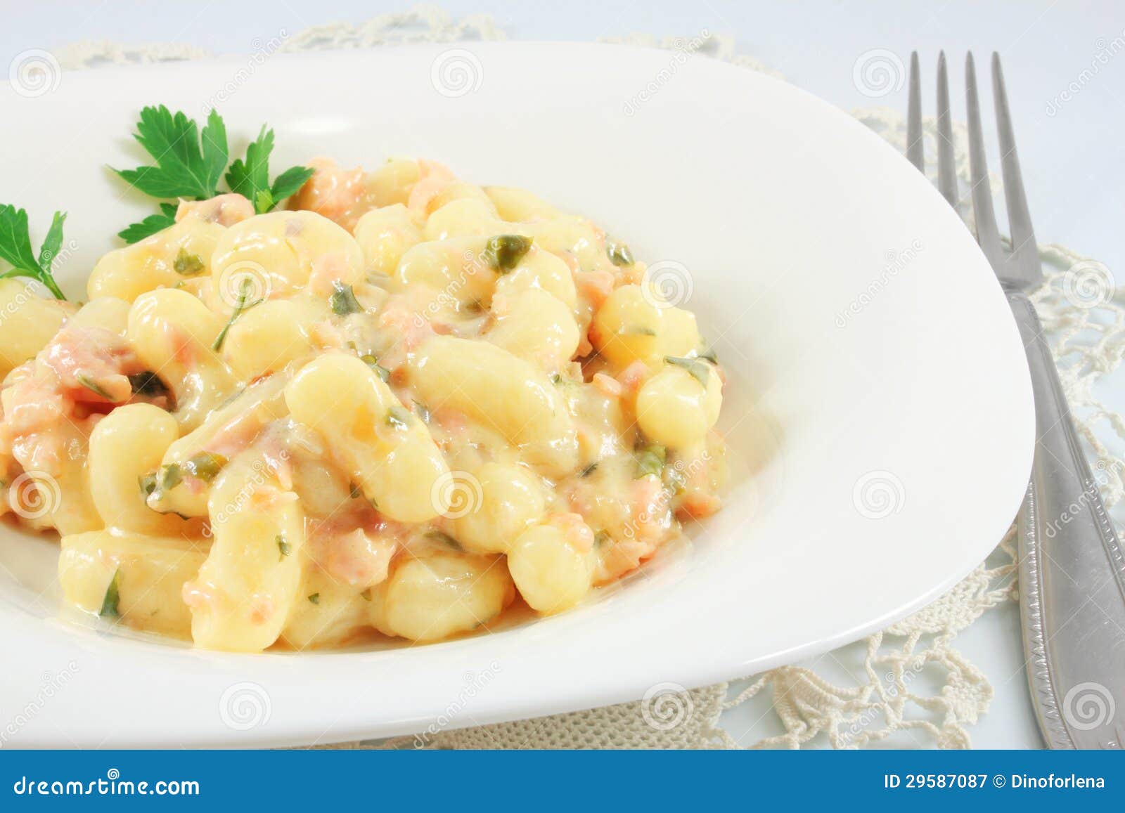 Italian potato noodle stock image. Image of life, salmon 29587087