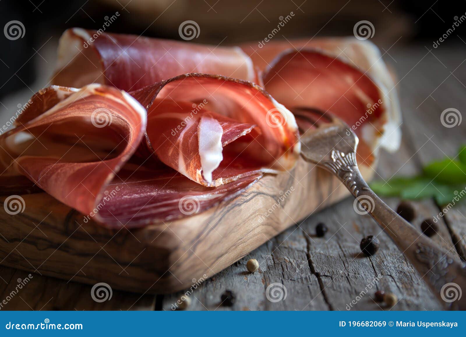 Italian Prosciutto or Jamon with Rosemary, Raw Ham Stock Image Image