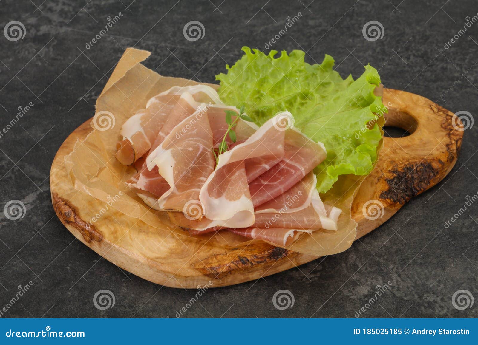 Italian Prosciutto Pork Meat Over Board Stock Image Image of