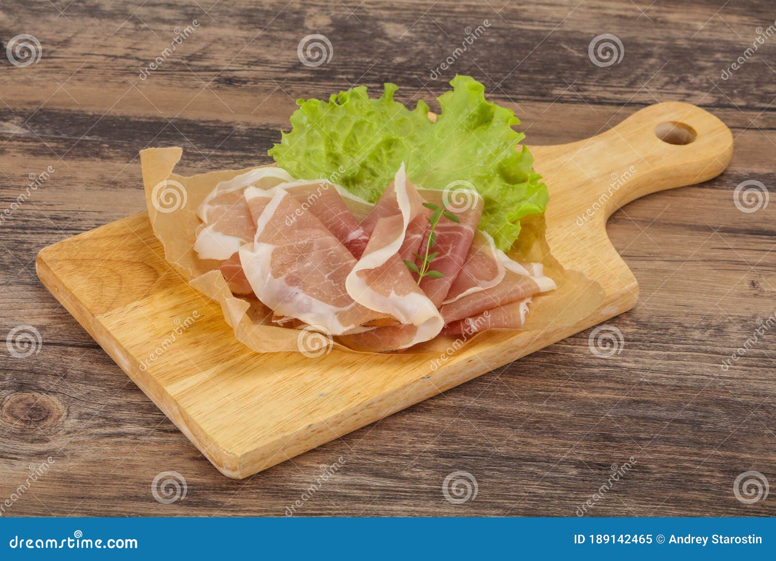 Italian Prosciutto Pork Meat Over Board Stock Image Image of white
