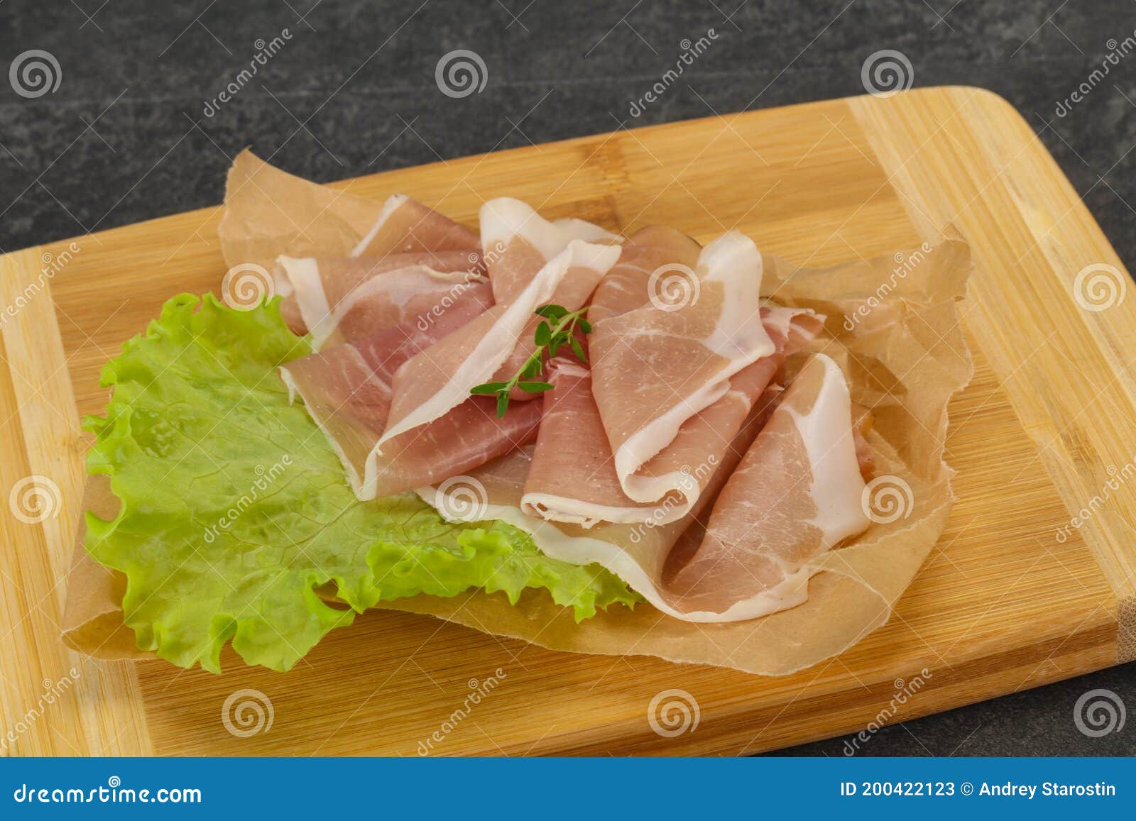 Italian Prosciutto Pork Meat Over Board Stock Image Image of isolated