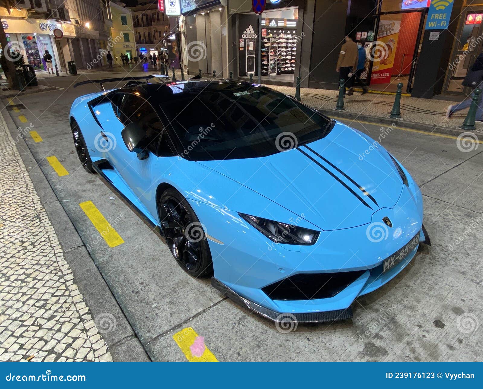 Italian Race Car Baby Blue Lamborghini Speed Automobile Transportation  Vehicle Fast Furious Macau Street Luxury Lifestyle Editorial Stock Photo -  Image of handle, elegance: 239176123