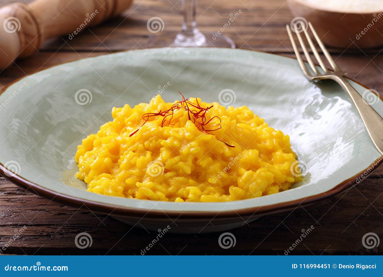 Italian Risotto with Saffron Background Stock Image Image of plate