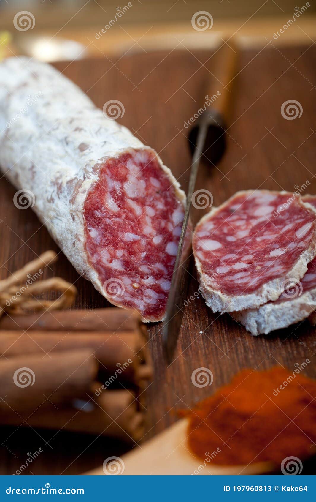 Italian Salame Cured Sausage Stock Image Image of culinary, spicy