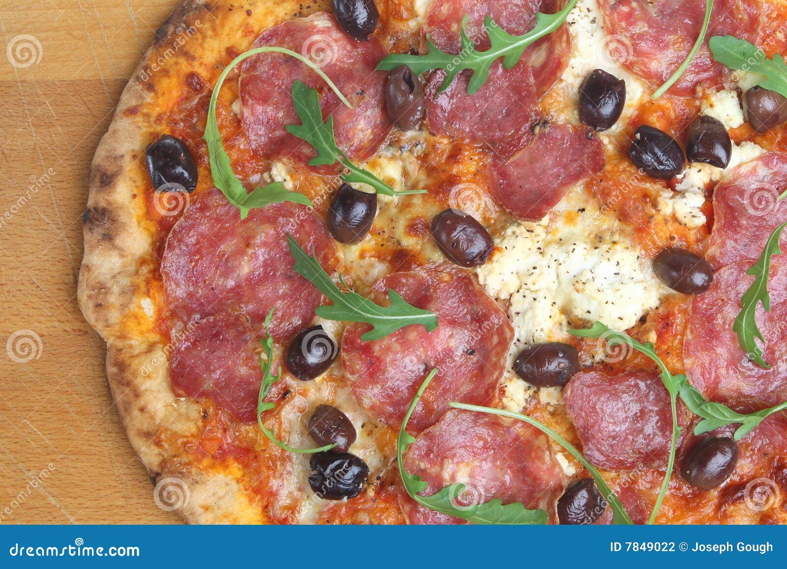 Italian Salami Pizza stock photo. Image of lettuce, herb 7849022