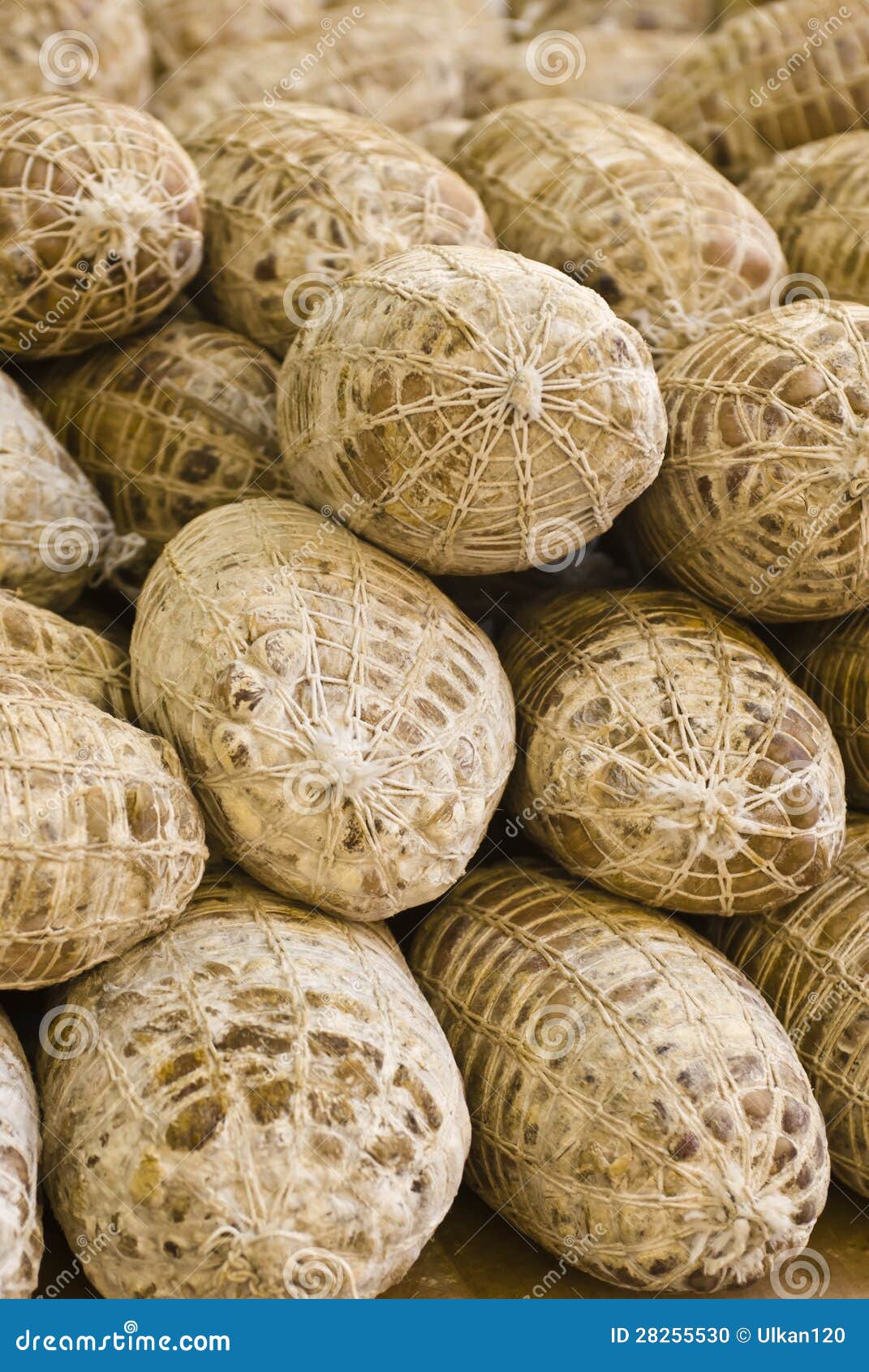 Italian salami for sale. stock photo. Image of calories 28255530