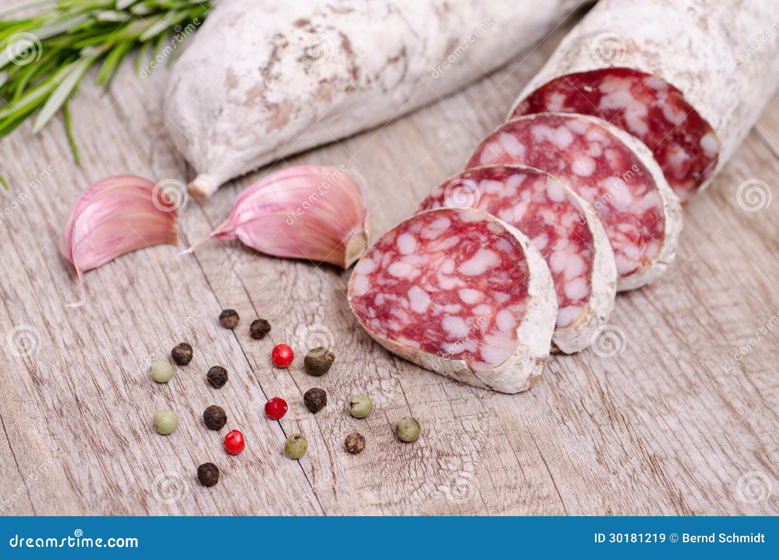Salami Sausage with Condiments Stock Image Image of peppercorns
