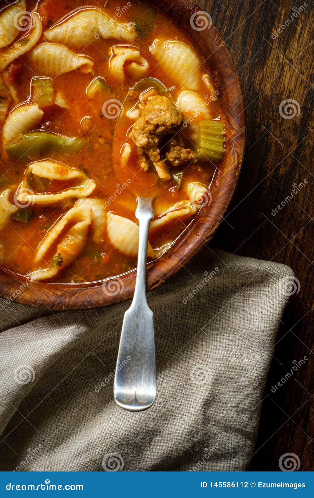 Italian Sausage Minestrone Soup Stock Photo - Image of abissini, celery ...
