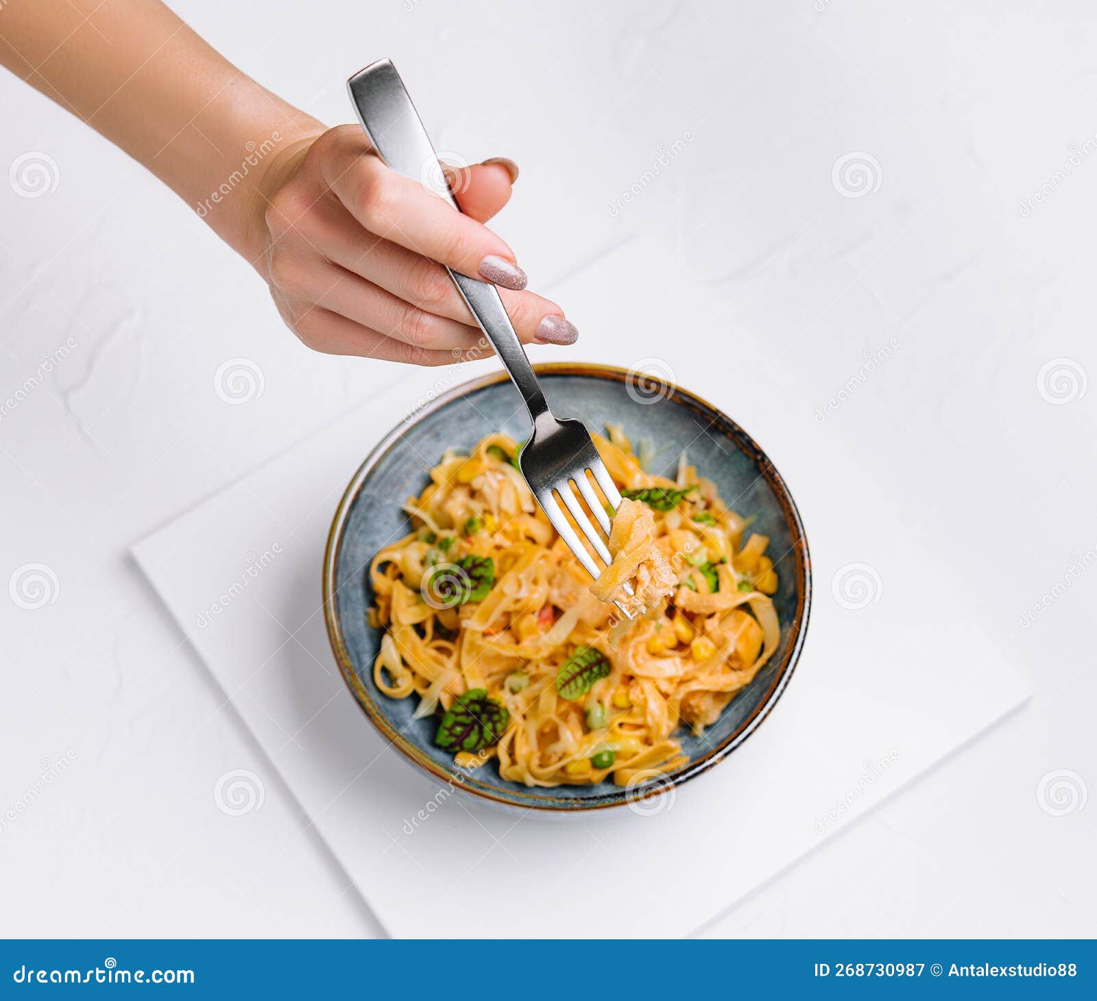Italian spaghetti on fork stock image. Image of close 268730987