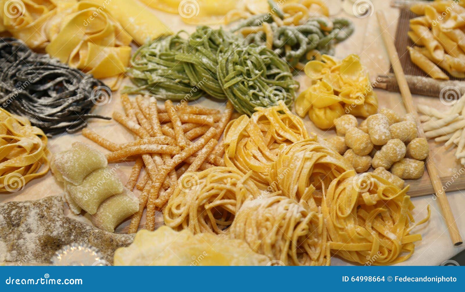 italian spaghetti homemade and other size fresh pasta