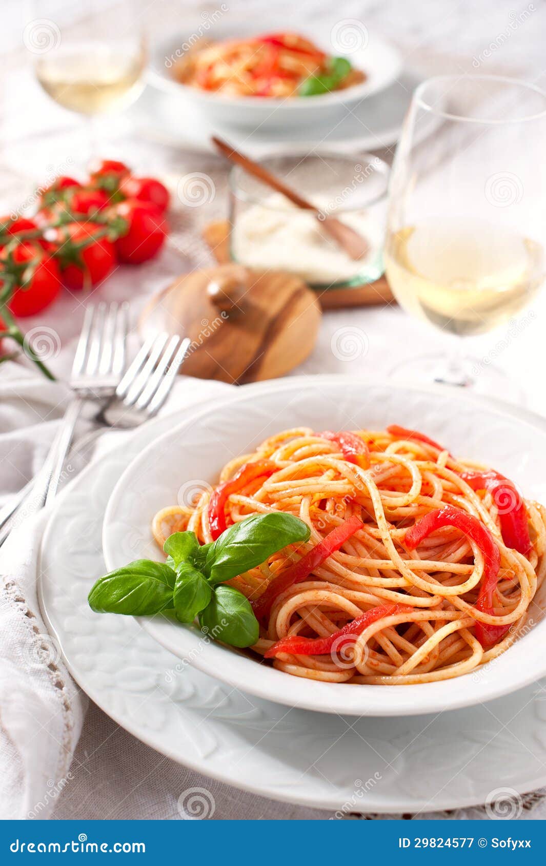 Italian Spaghetti Tomato Sauce and Basil Stock Image - Image of tomato ...
