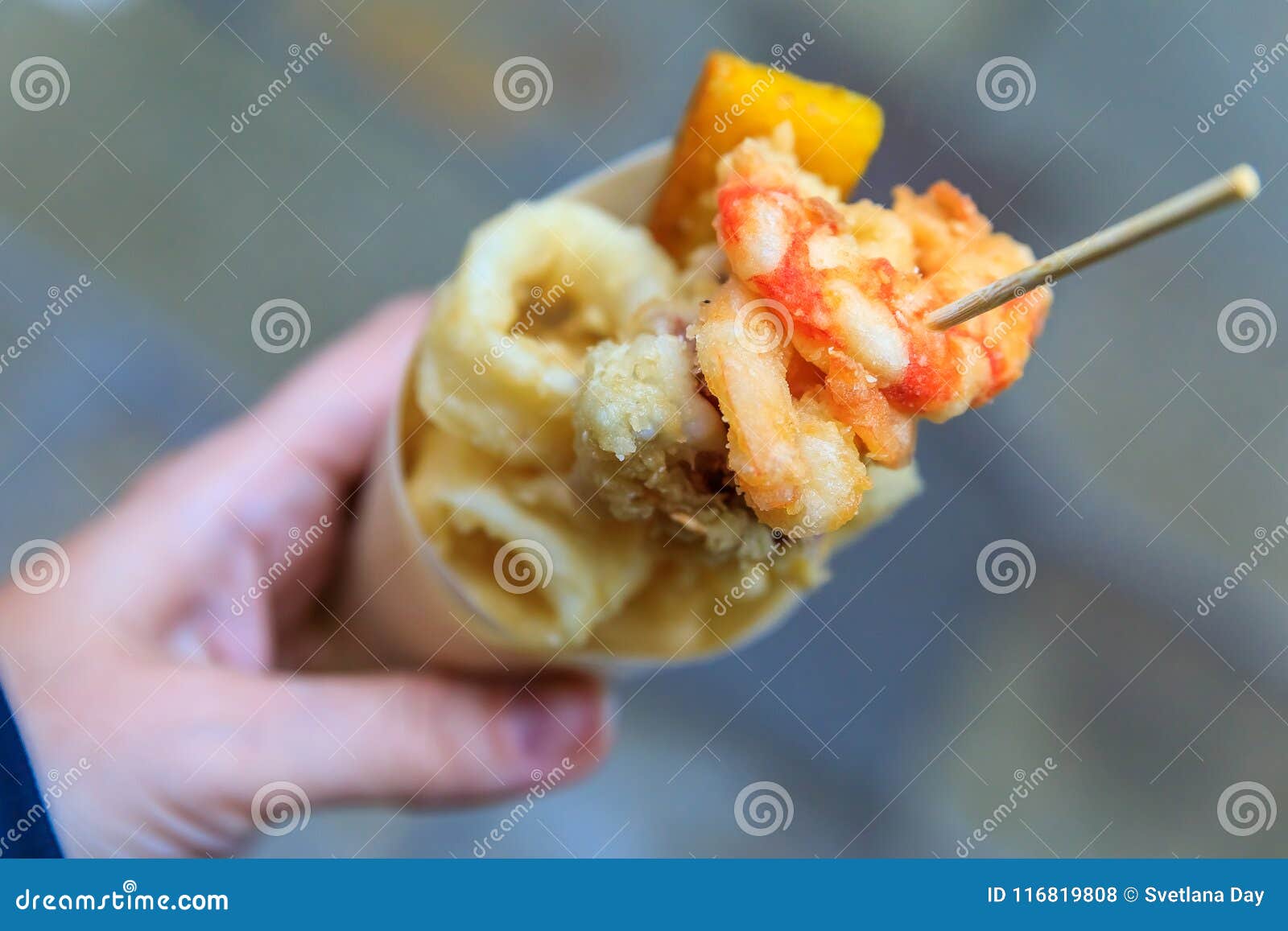 Italian Street Food in Venice - Fritto Misto in a Cone Stock Photo - Image  of delicious, crevettes: 116819808