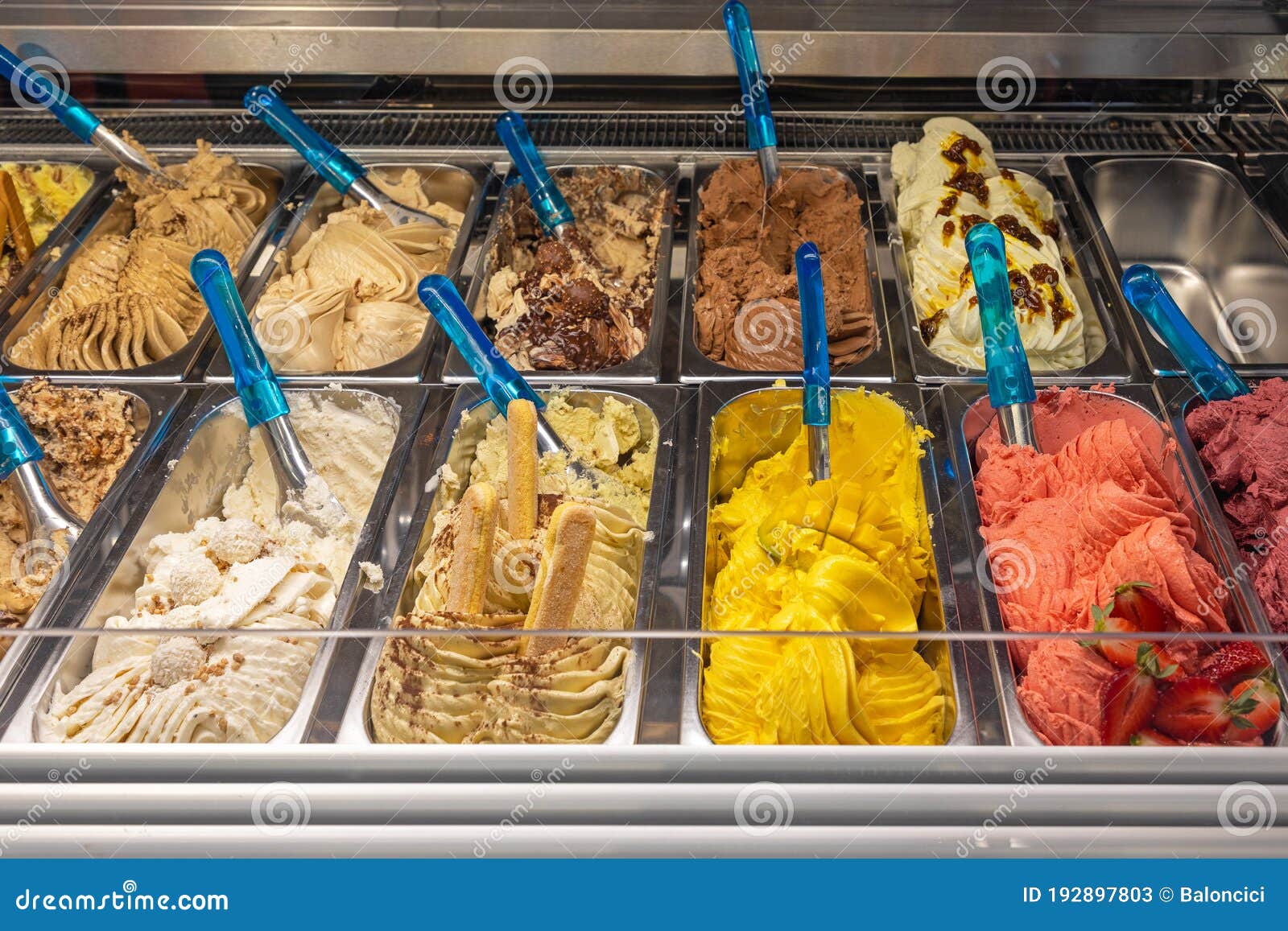 Variety Flavors Ice Cream Fridge Stock Photo 399660415