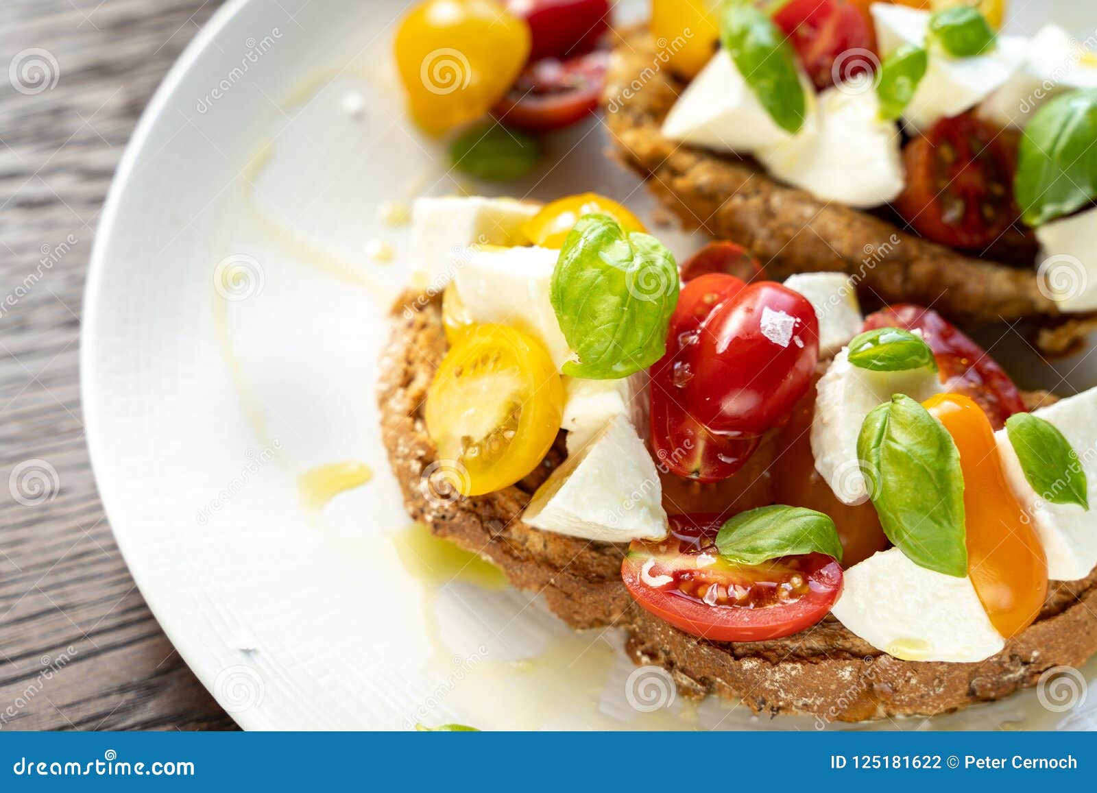 Italian Tomato Cheese Light Lunch Red Cloth Stock Photo - Image of