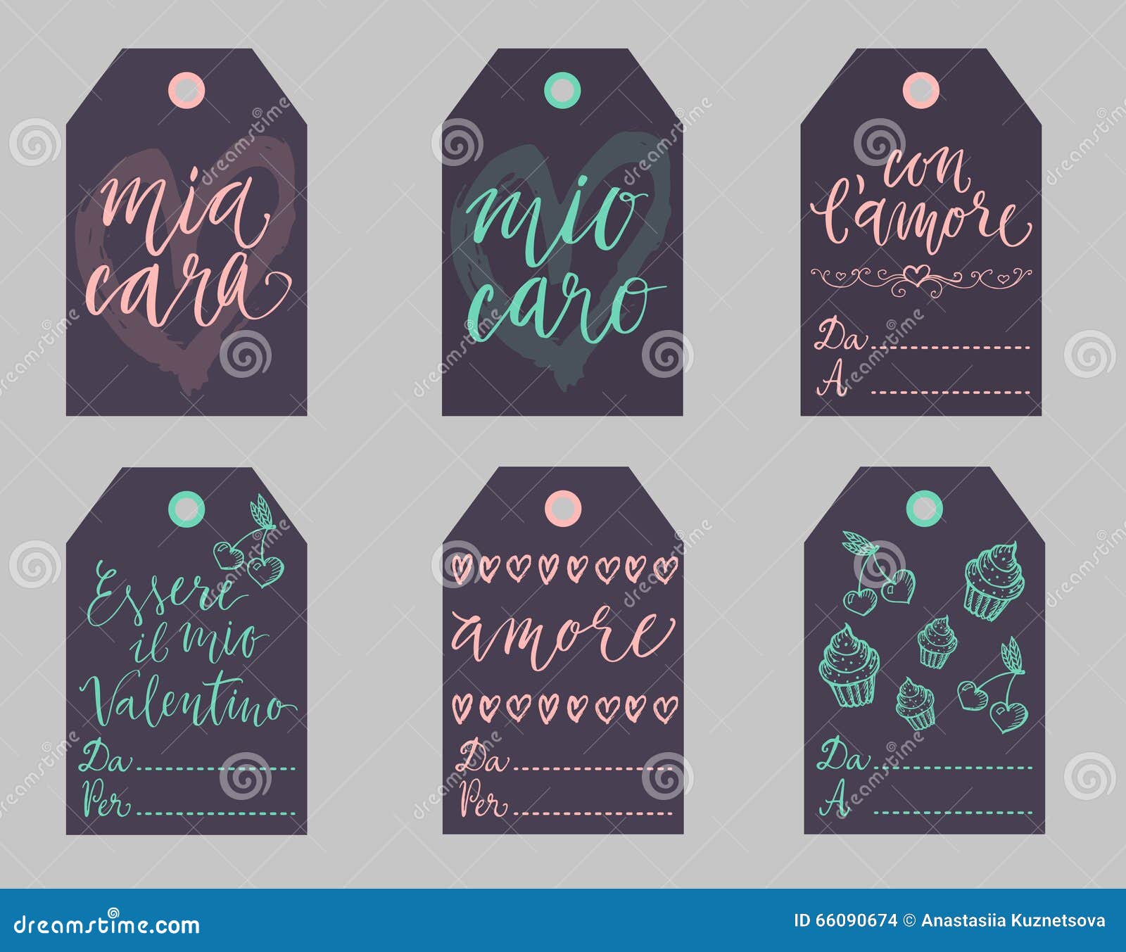 italian valentines gift tags set.