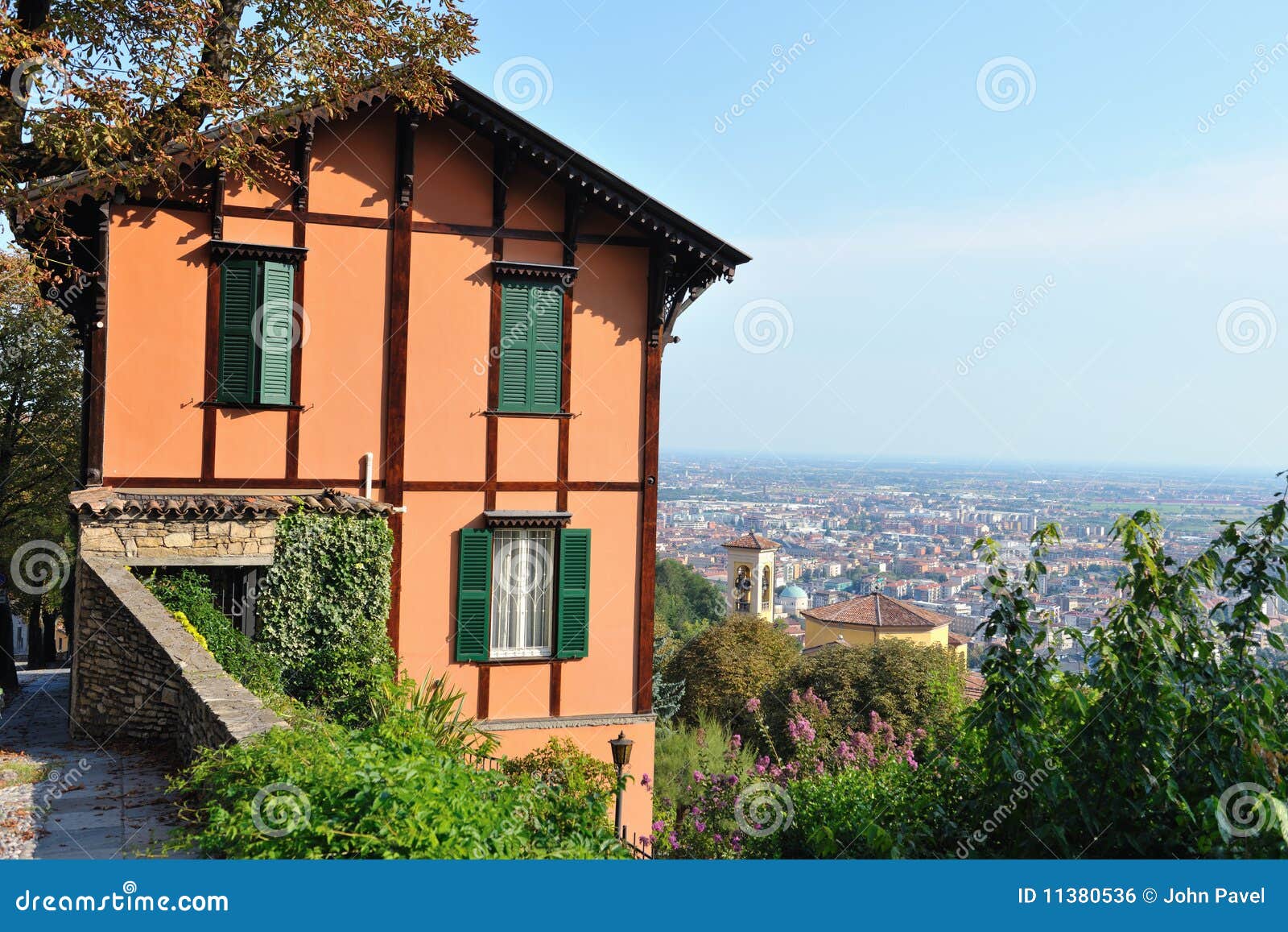 italian villa overlooking bergamo, lombardy, italy