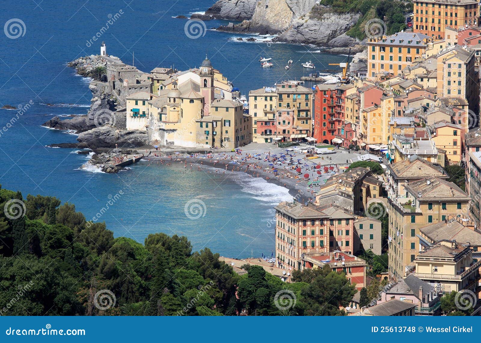 italian village camogli along the golfo paradiso