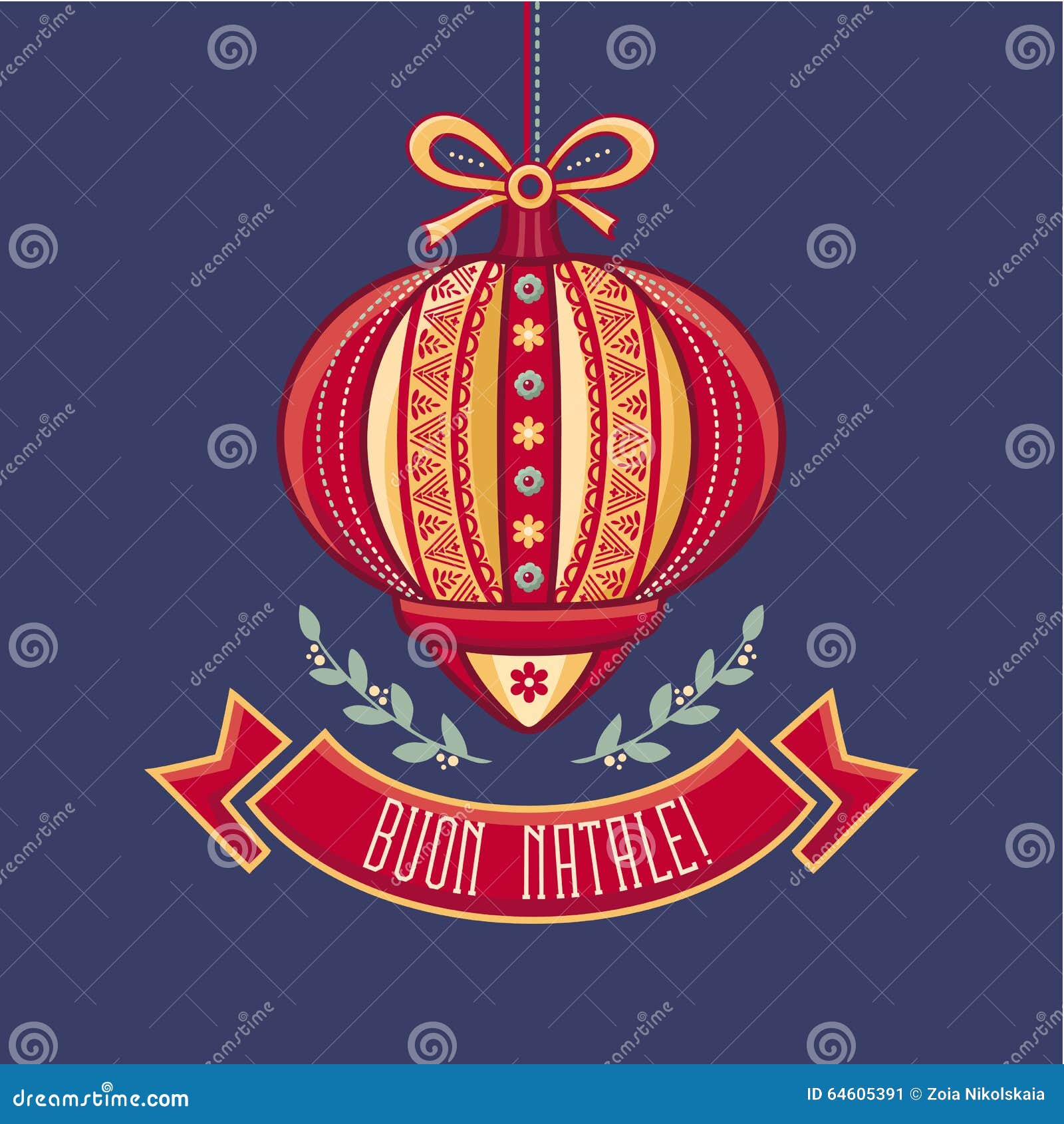 Buon Natale Greetings Italian.Italy Christmas Card Merry Christmas Greetings Card Stock Vector Illustration Of Italy Decoration 64605391