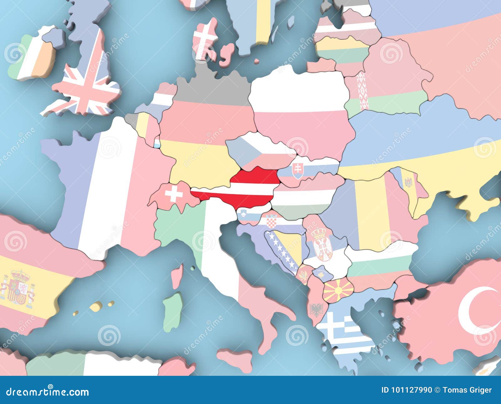 Italy Embedded Flag D Illustration Map Italy Flag Globe 101127990 