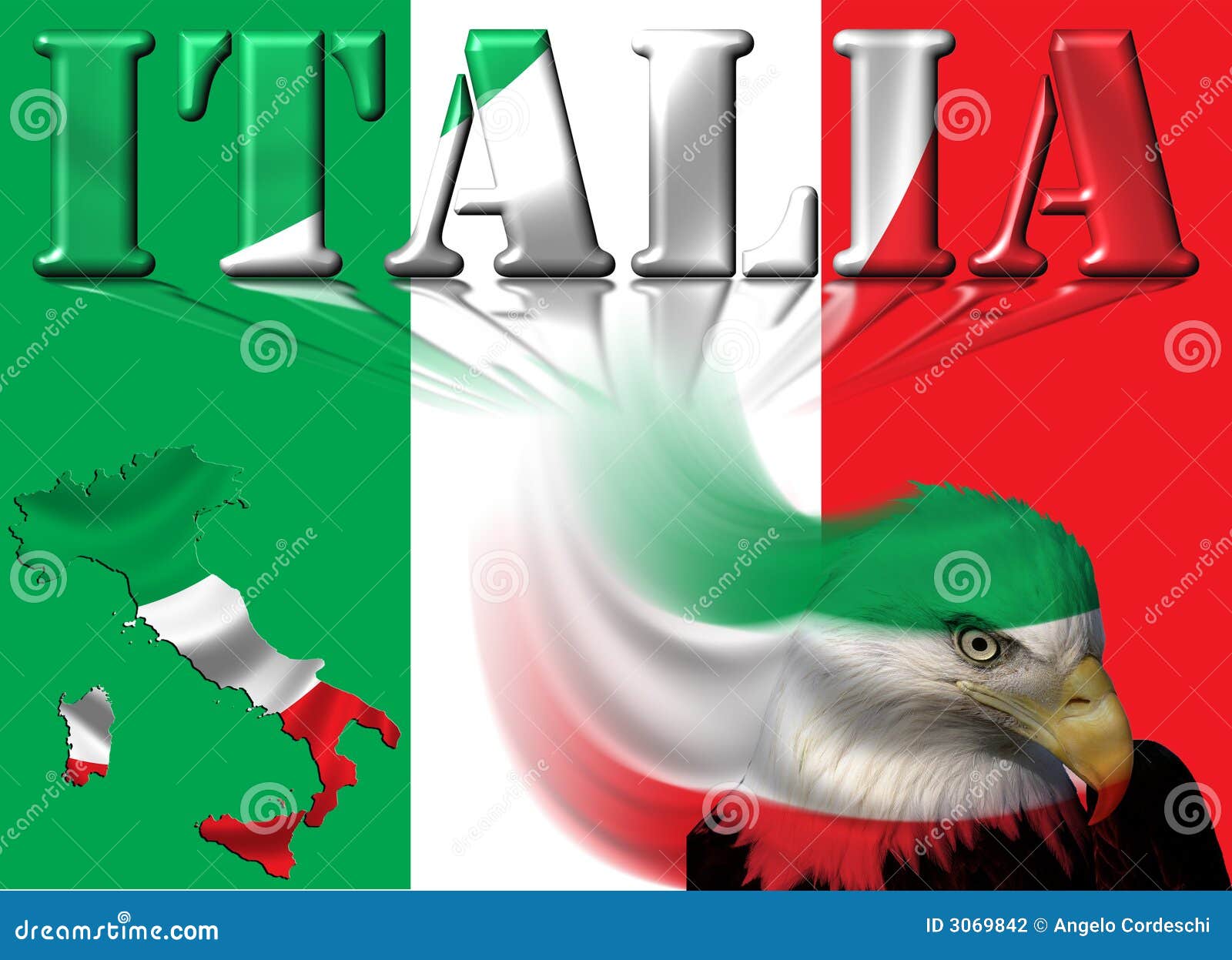 Italy Flag / Map & Eagle Stock Illustration Illustration of generated, flag 3069842