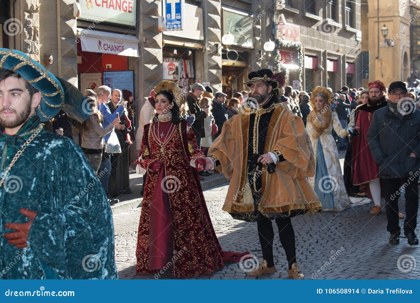Man and Woman in Medieval Costume at Traditional Parade of Epiphany ...