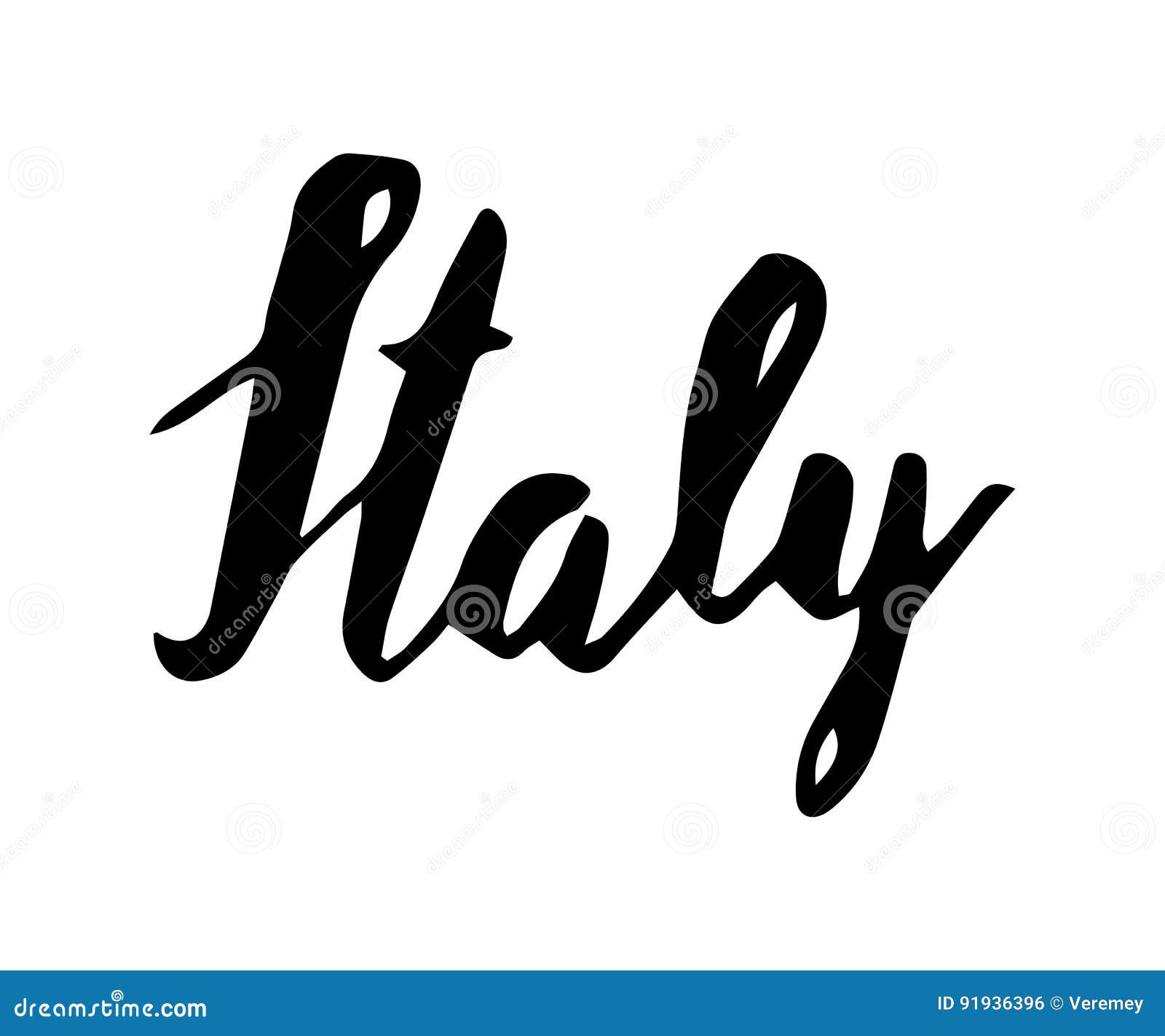 Italy Hand Lettering. Isolated on White Background. Stock Vector ...