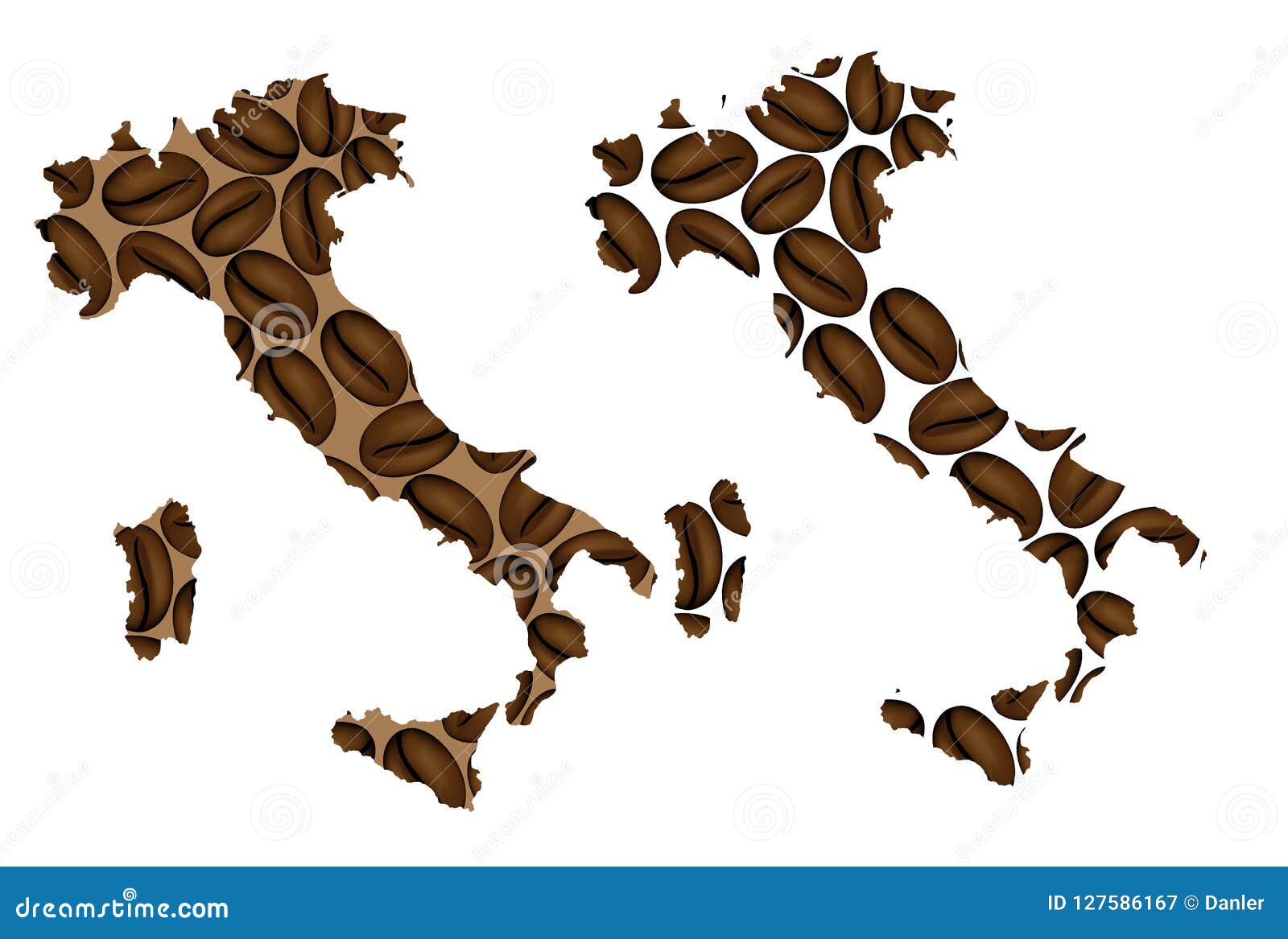 italy - map of coffee bean