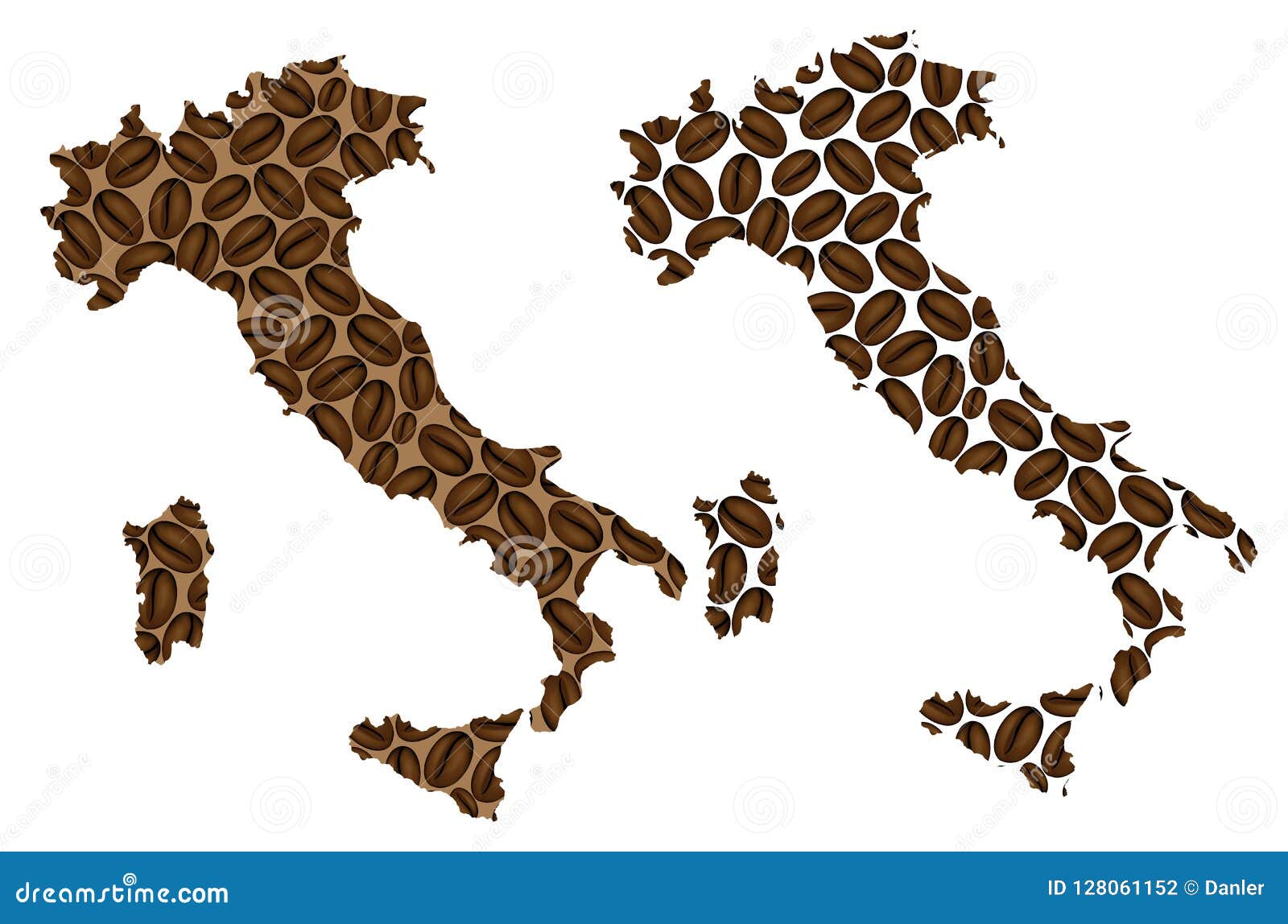 italy - map of coffee bean