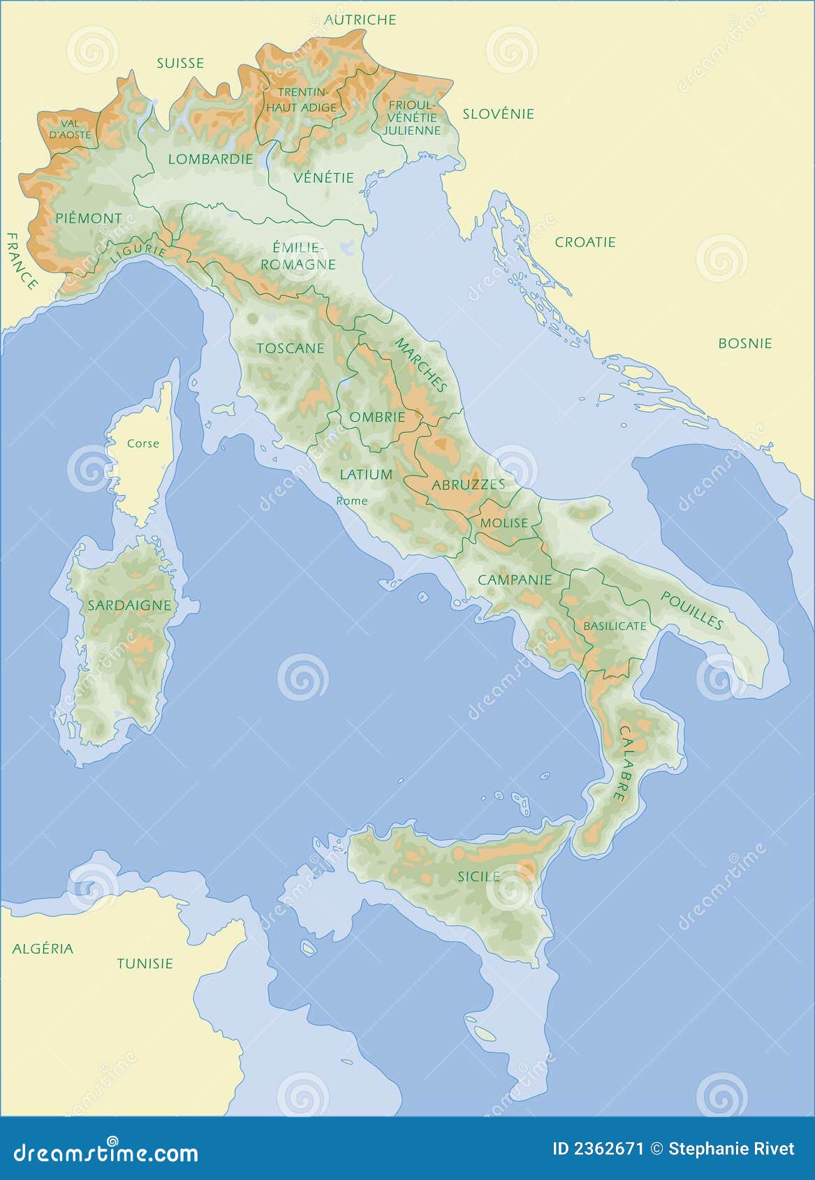 Italy map - French stock vector. Illustration of basilicate - 2362671, image size:1167x1690
