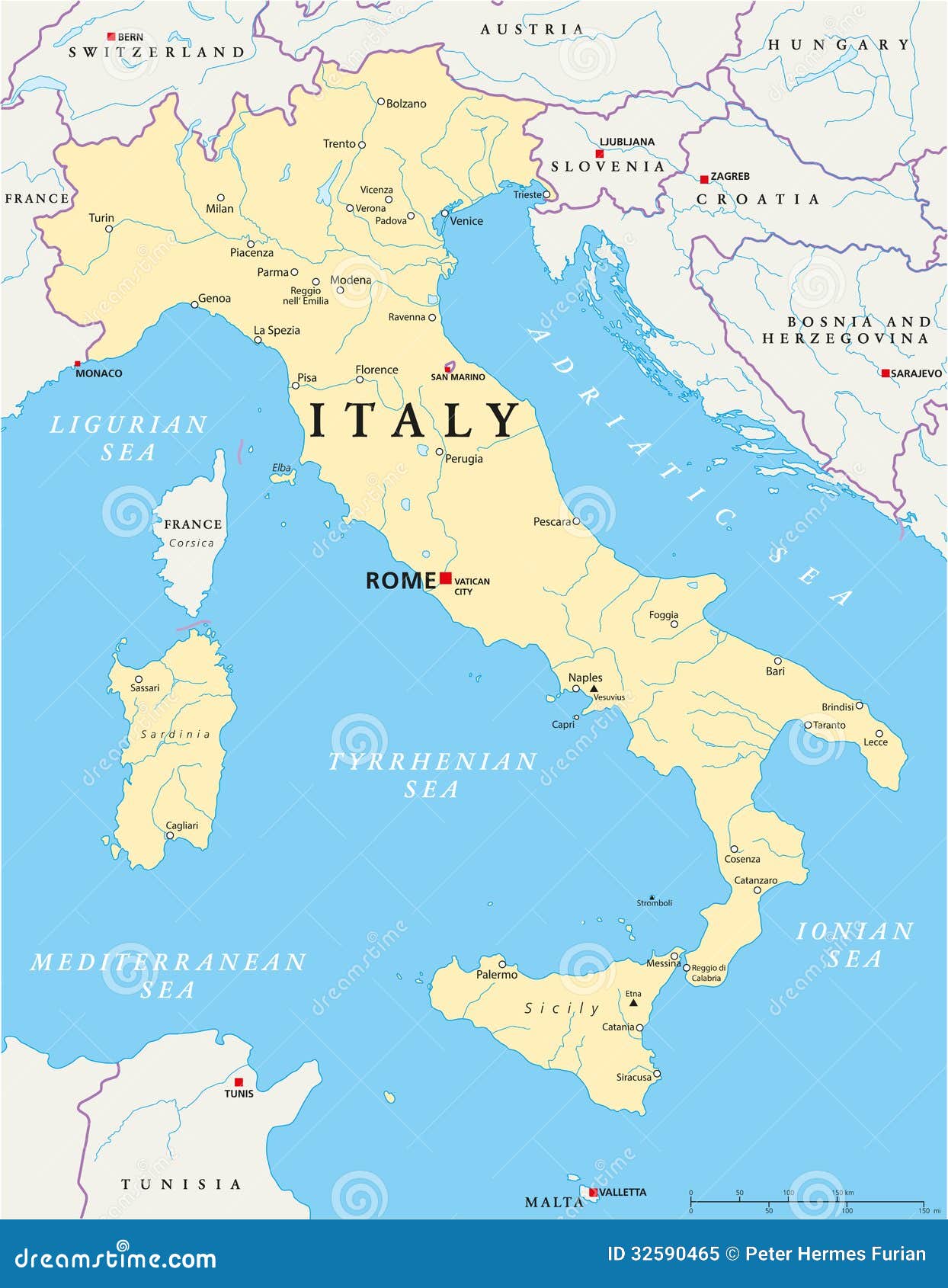 Italy Map Stock Vector Illustration Of Adriatic Land 32590465